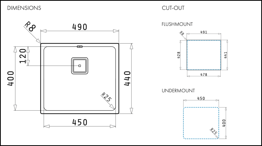 Euro Appliances Ms097S Single Bowl Stainless Steel Undermount Sink Kitchen Sinks
