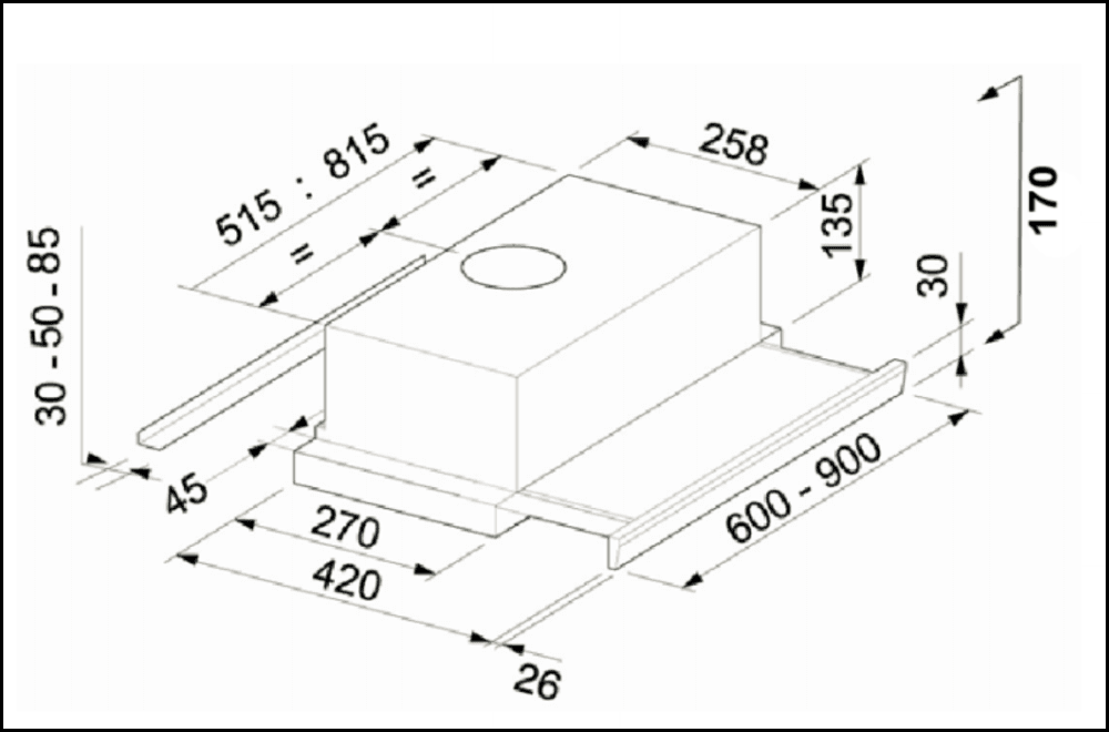 Euro Appliances Premium Series F603Ss 60Cm Italian Made Slide Out Rangehood