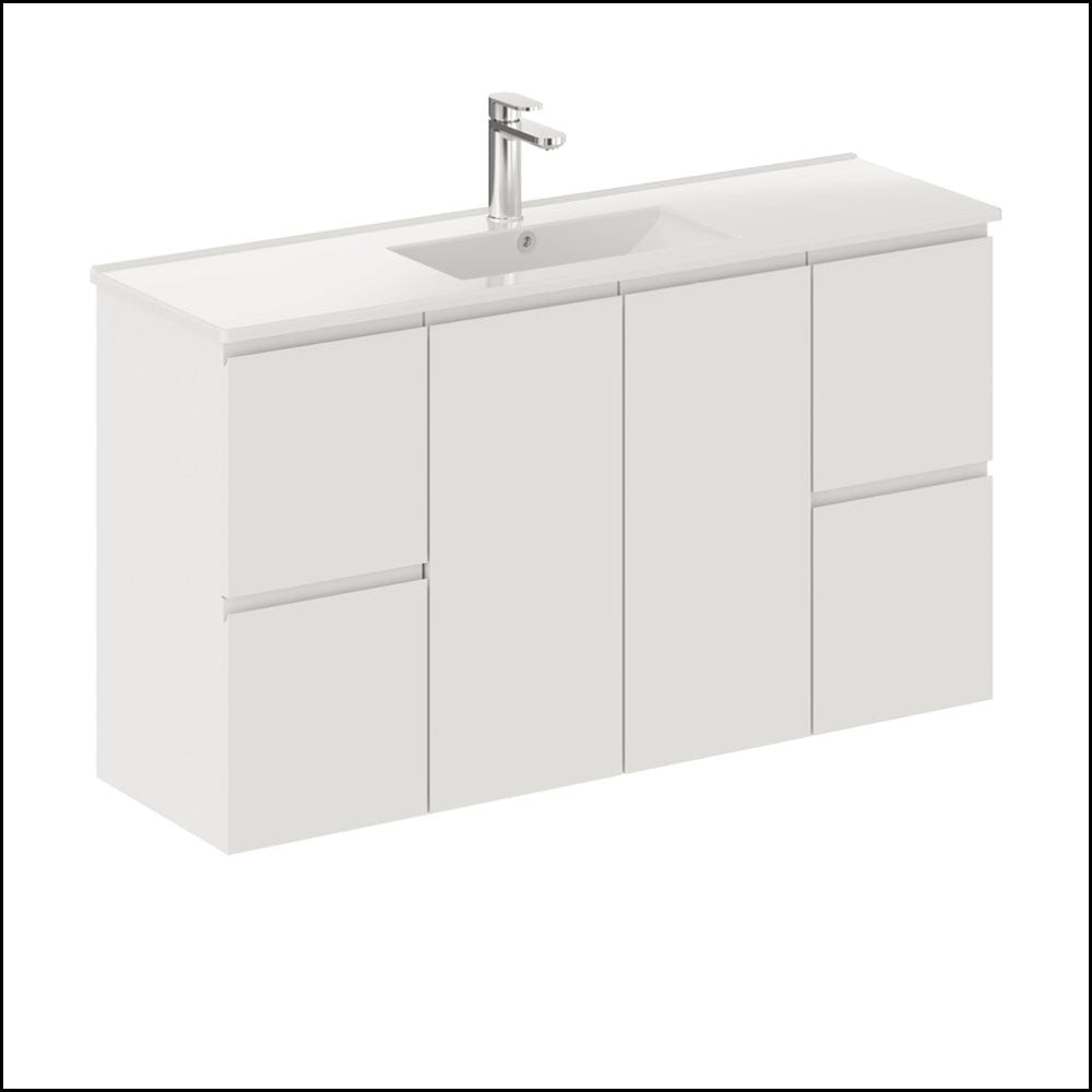 Fienza 120Df 1200Mm Siska Slim Wall Hung Vanity Unit Satin White - Special Order Units