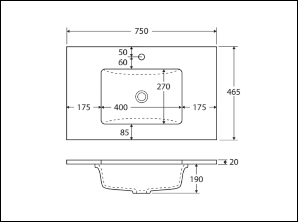 Fienza 750Mm Sc75H Crystal Pure Undermount Stone Top Manu Wall Hung Vanity Unit White - Special
