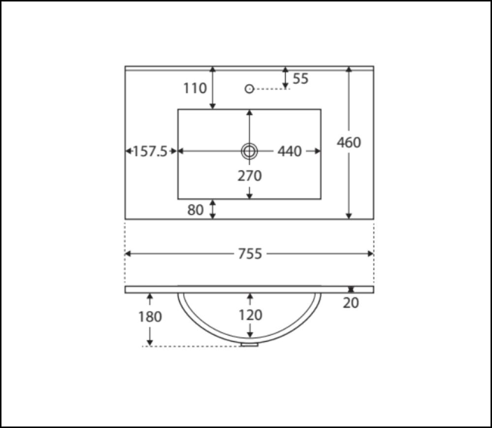 Fienza 750Mm Tclb75H Dolce Matte Black Manu Wall Hung Vanity White - Special Order Units