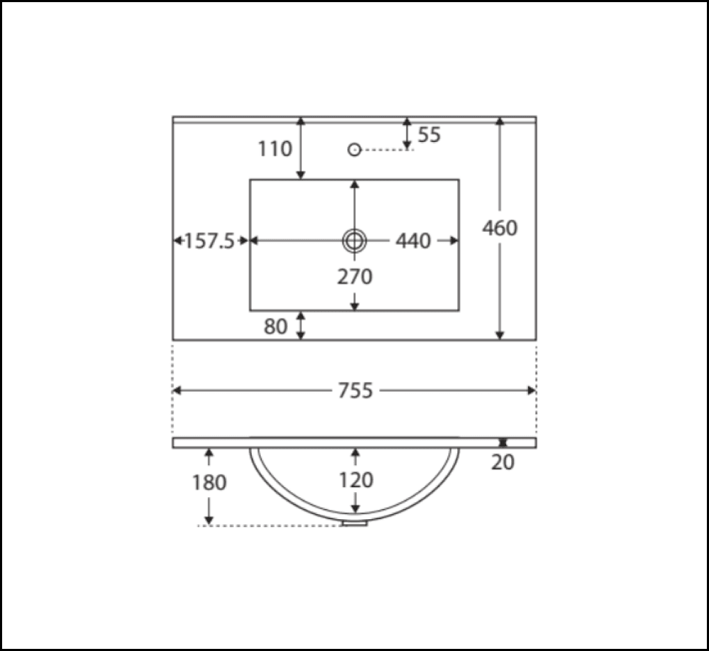 Fienza 750Mm Tclb75Qk Dolce Matte Black Quest Vanity On Kickboard White - Special Order Units