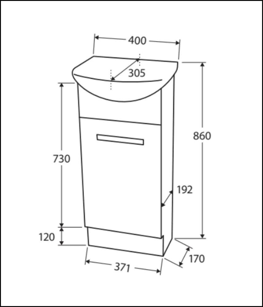 Fienza Antonio 40Akw 400Mm White Vanity Solid Door - Special Order Units
