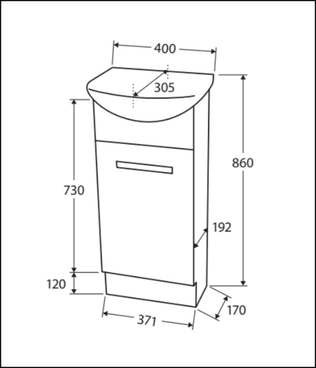 Fienza Antonio 40Akw 400Mm White Vanity Solid Door - Special Order Units
