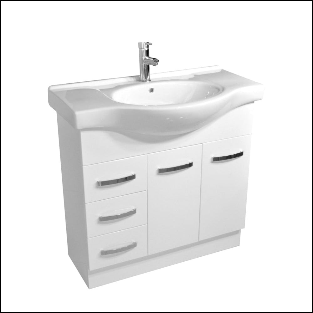 Fienza Antonio 90Ekwl 900Mm White Vanity Unit Solid Doors Left Draws - Special Order Units