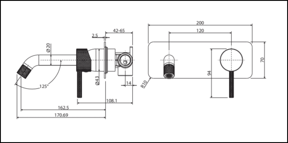 Fienza Axle Wall Basin/Bath Mixer Set Urban Brass Soft Square Plate 160Mm Outlet 231106Ub Bathroom