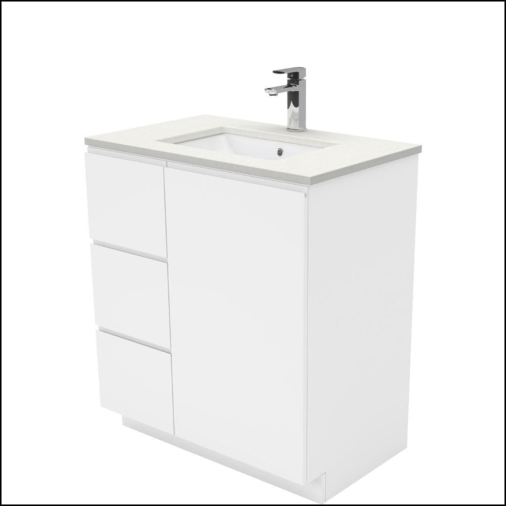 Fienza Crystal Pure Sc75Cl 750Mm Undermount Stone Top Fingerpull Vanity Unit With Kickboard Left