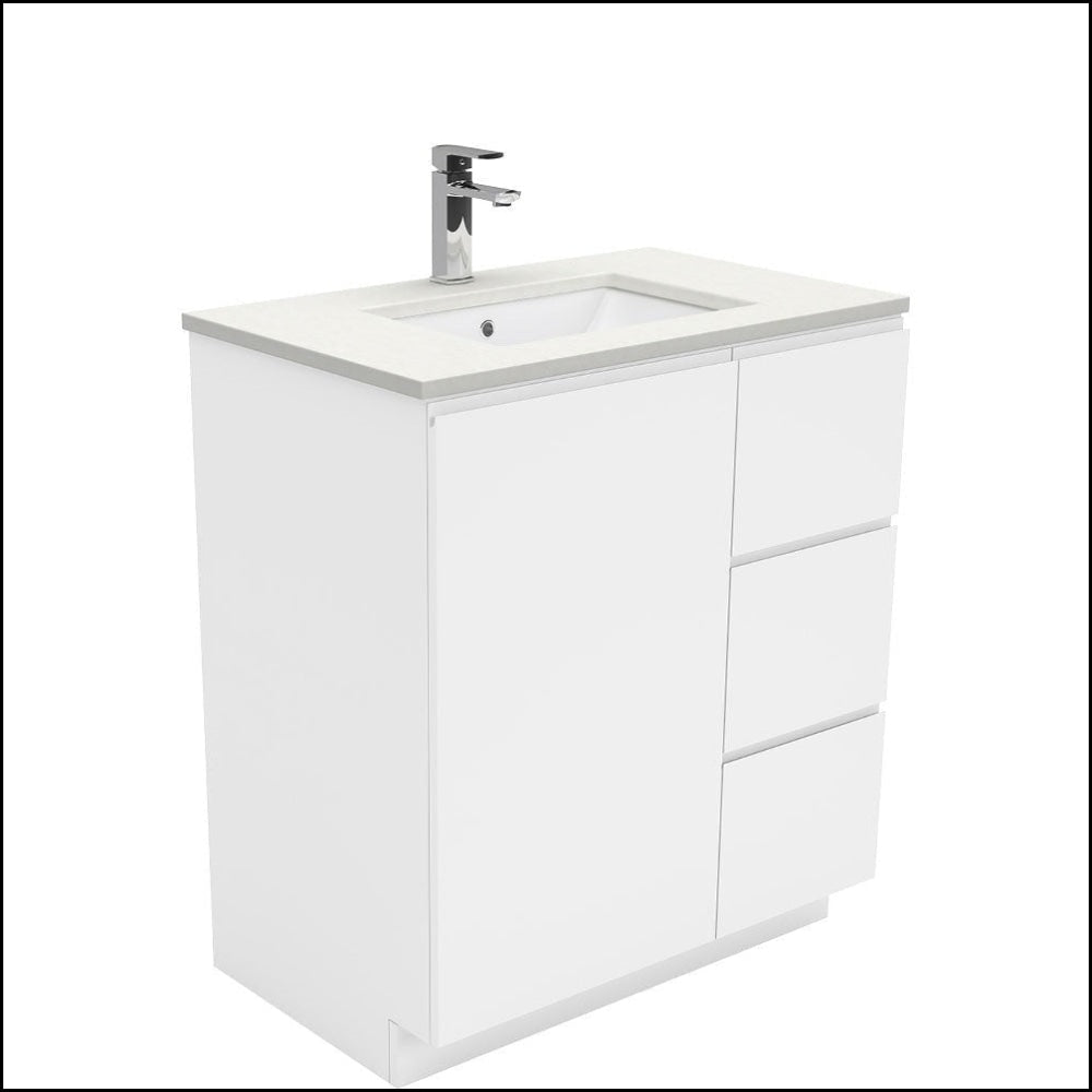 Fienza Crystal Pure Sc75Cr 750Mm Undermount Stone Top Fingerpull Vanity Unit With Kickboard Left