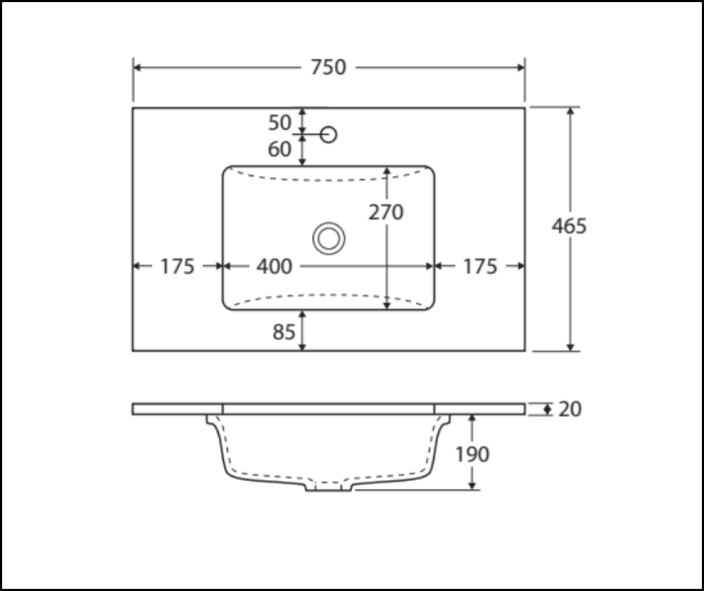 Fienza Crystal Pure Sc75Cr 750Mm Undermount Stone Top Fingerpull Vanity Unit With Kickboard Left