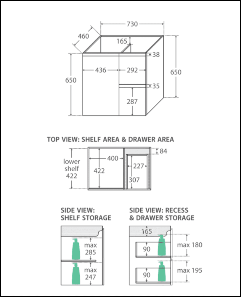 Fienza Crystal Pure Sc75Sl 750Mm Undermount Stone Top Edge Scandi Oak Wall Hung Vanity Unit Left