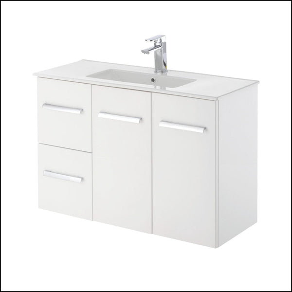 Fienza Delgado 90Dl 900Mm White Wall Hung Vanity Unit Left Drawers - Special Order Units