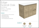 Fienza Dolce Edge Tcl90Sl 900Mm Scandi Oak Wall Hung Vanity Left Drawers - Special Order Units
