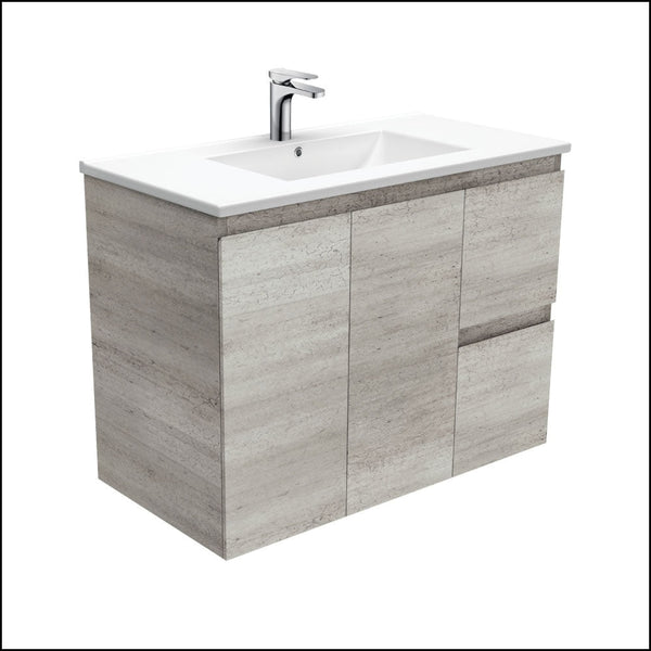 Fienza Dolce Edge Tcl90Xr 900Mm Industrial Wall Hung Vanity Right Drawers - Special Order Units