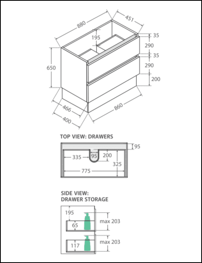 Fienza Dolce Quest 900Mm Tcl90Qk White Vanity Unit On Kickboard - Special Order Units