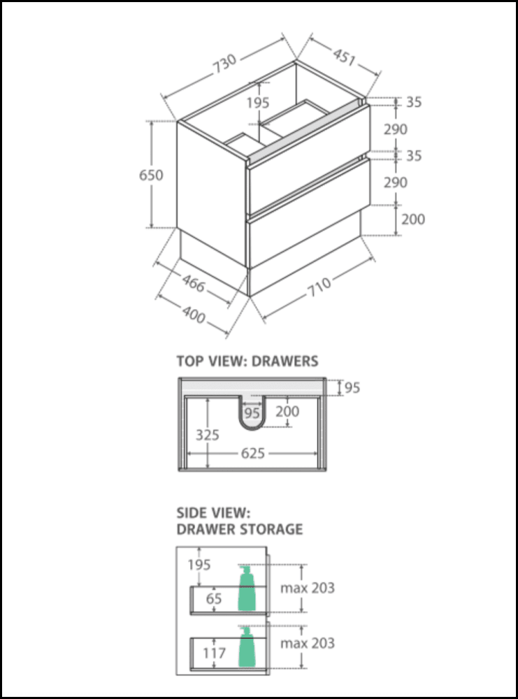 Fienza Dolce Quest Tcl75Qk 750Mm White Vanity Unit On Kickboard - Special Order Units