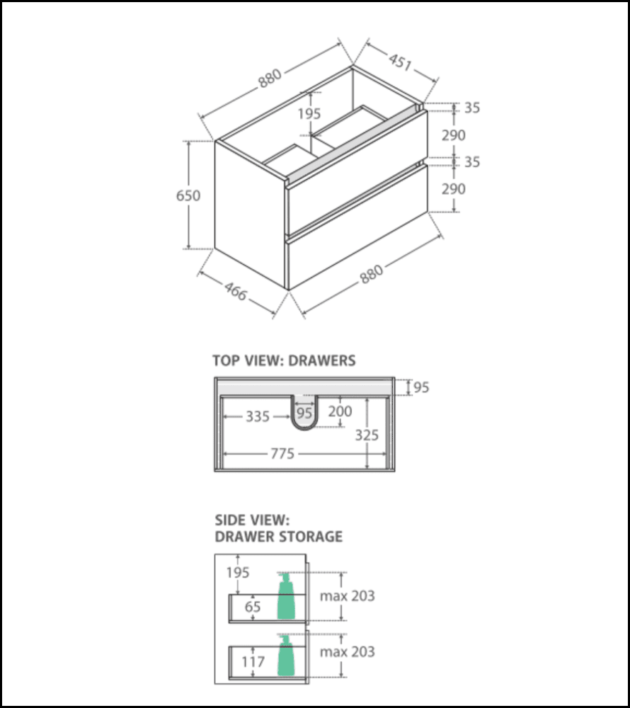 Fienza Dolce Quest Tcl90Q 900Mm White Wall Hung Vanity Unit - Special Order Units