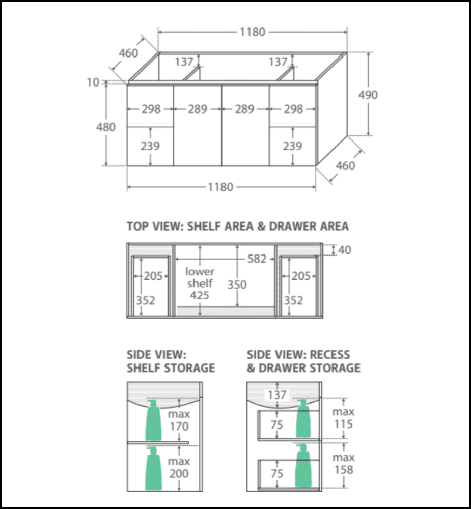 Fienza Dolce Tcl120J 1200Mm Ceramic Wall Hung Vanity With Handles White - Special Order Units