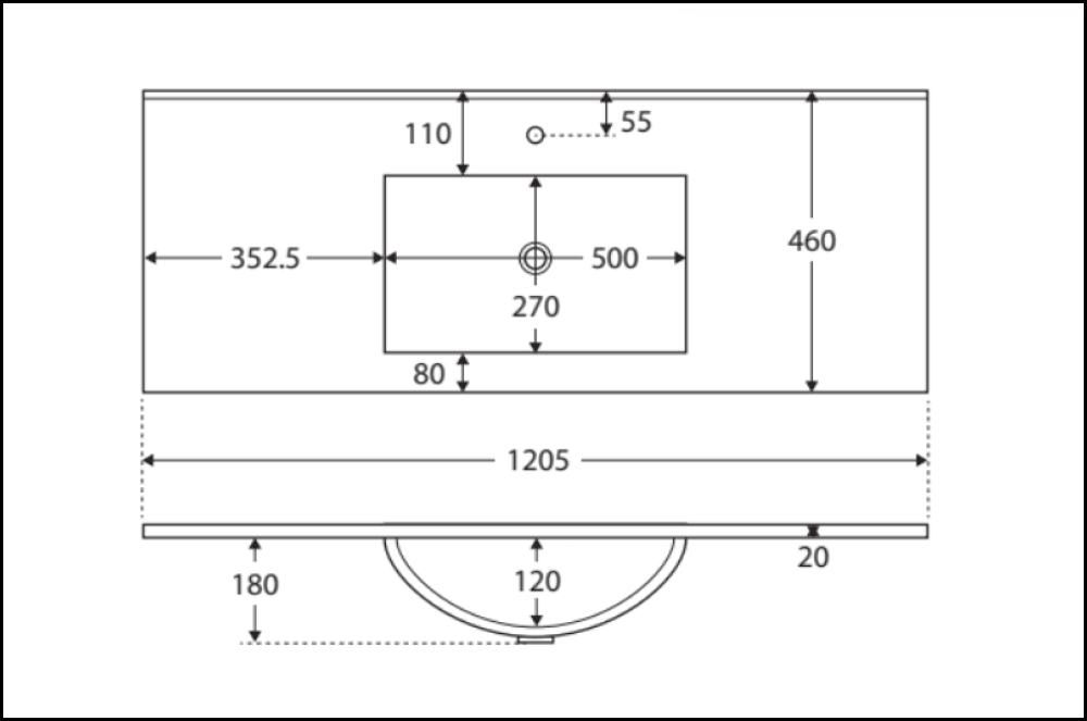 Fienza Dolce Tcl120Nkw 1200Mm Vanity With Kicker White - Special Order Units