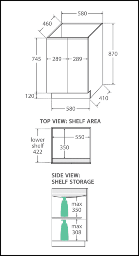 Fienza Dolce Tcl60C Fingerpull 600Mm White Vanity With Kickboard - Special Order Units