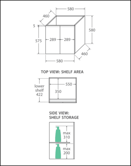 Fienza Dolce Tcl60F Fingerpull 600Mm Wall Hung White Vanity - Special Order Units