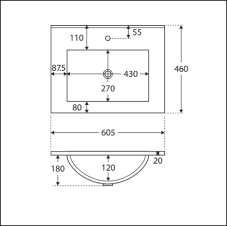 Fienza Dolce Tcl60F Fingerpull 600Mm Wall Hung White Vanity - Special Order Units