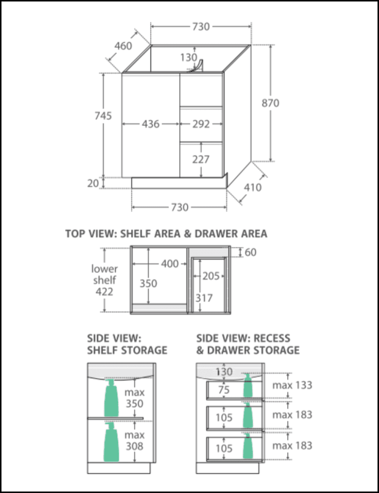 Fienza Dolce Tcl75Cl 750Mm White Fingerpull Vanity With Kickboard Left Hand Drawers - Special Order