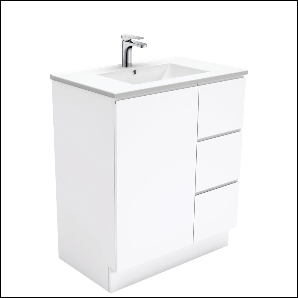 Fienza Dolce Tcl75Cr 750Mm White Fingerpull Vanity With Kickboard Right Hand Drawers - Special Order