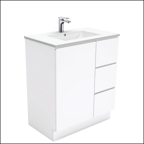 Fienza Dolce Tcl75Cr 750Mm White Fingerpull Vanity With Kickboard Right Hand Drawers - Special Order