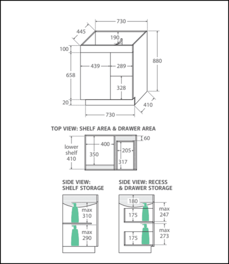 Fienza Dolce Tcl75Nkwl 750Mm White Vanity With Kicker Left Hand Drawers - Special Order Units