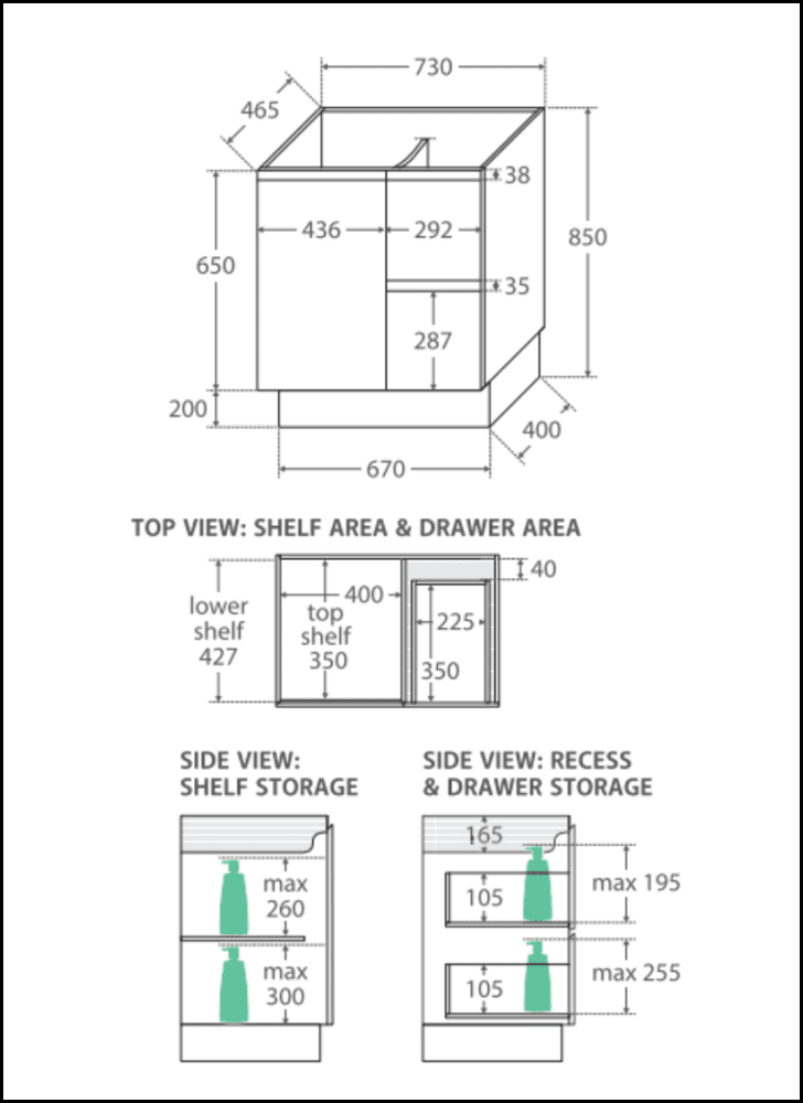 Fienza Dolce Tcl75Zkr Fingerpull Matte White 750Mm Vanity With Kickboard Right Drawers - Special