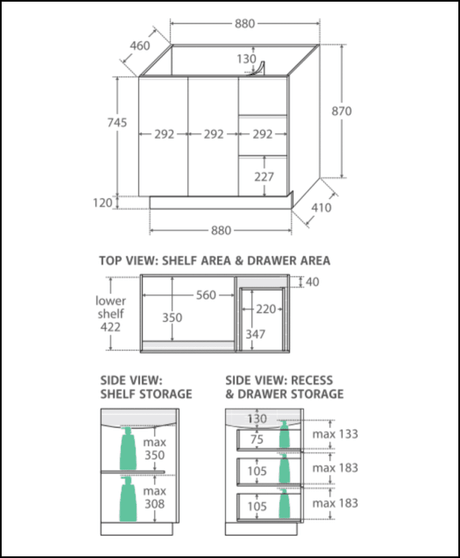 Fienza Dolce Tcl90Cl 900Mm Fingerpull White Vanity With Kickboard Left Drawers - Special Order Units