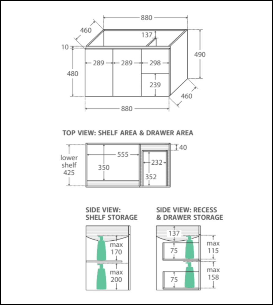Fienza Dolce Tcl90Jr 900Mm Ceramic Wall Hung White Vanity With Handles One Tap Hole Right Hand