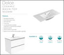 Fienza Dolce Tcl90Jr 900Mm Ceramic Wall Hung White Vanity With Handles One Tap Hole Right Hand