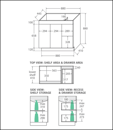 Fienza Dolce Tcl90Nkwl 900Mm White Vanity With Kicker Left Hand Drawer - Special Order Units