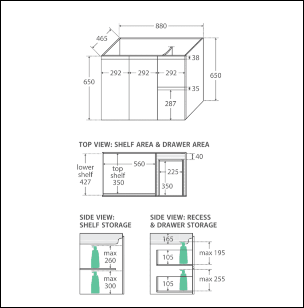 Fienza Dolce Tcl90Zl 900Mm Ceramic Wall Hung Finger Pull Satin White Vanity One Tap Hole Left Hand