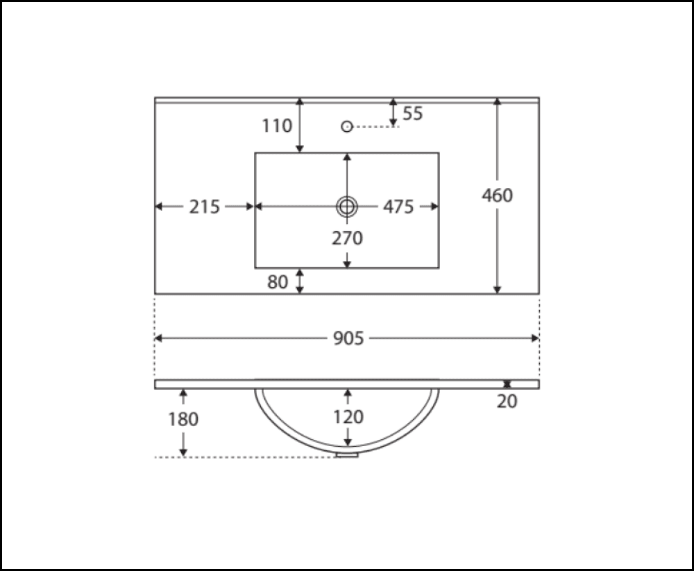 Fienza Dolce Tcl90Zr 900Mm Ceramic Wall Hung Finger Pull Satin White Vanity One Tap Hole Right Hand