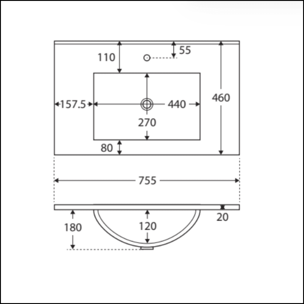 Fienza Dolce Tclb75Zkr 750Mm Matte Black Fingerpull Satin White Vanity On Kickboard Right Drawers -