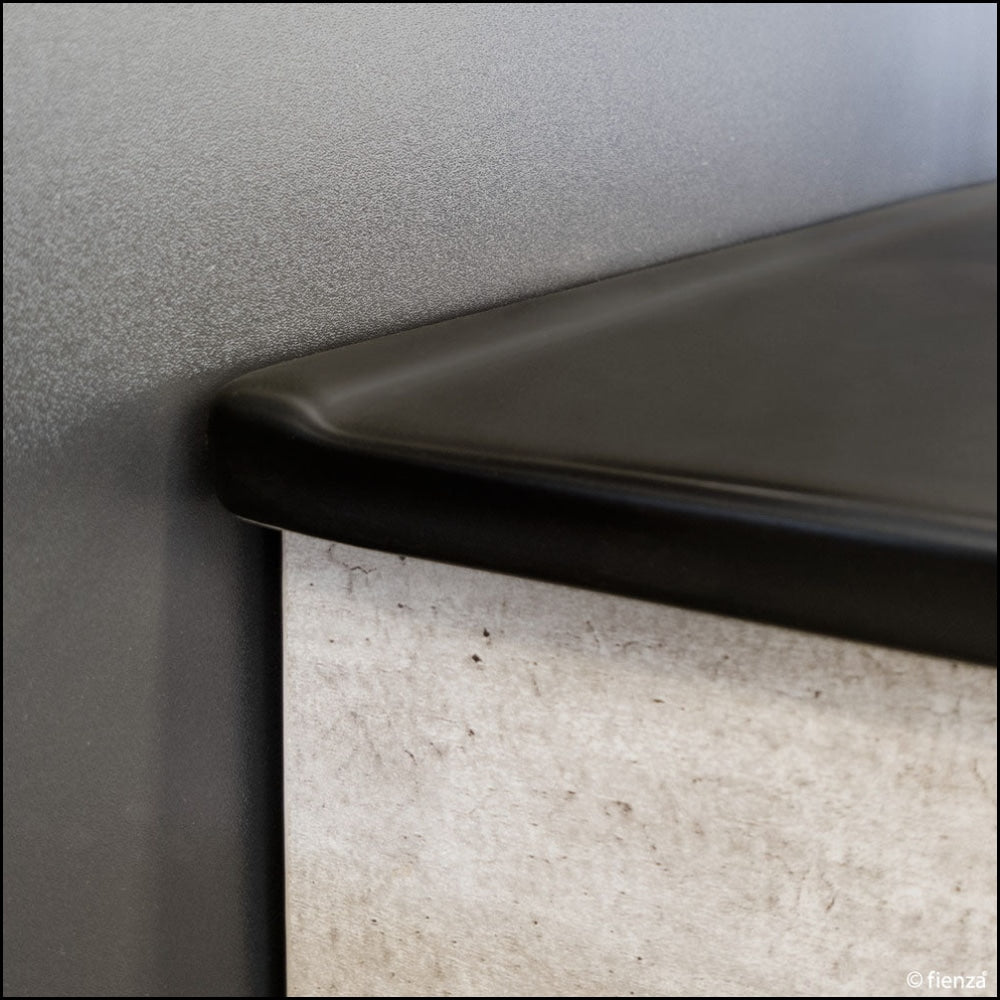 Fienza Dolce Tclb75Zl 750Mm Matte Black Fingerpull Satin White Wall Hung Vanity Left Drawers -