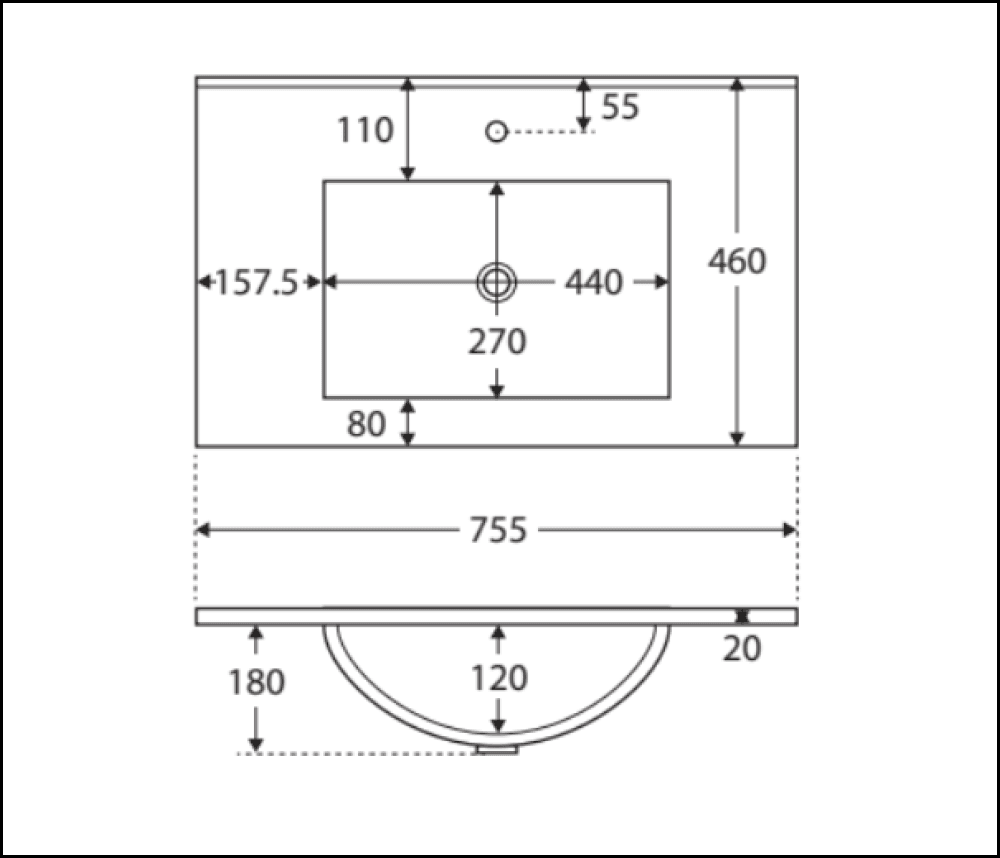 Fienza Dolce Tclb75Zr 750Mm Matte Black Fingerpull Satin White Wall Hung Vanity Right Drawers -