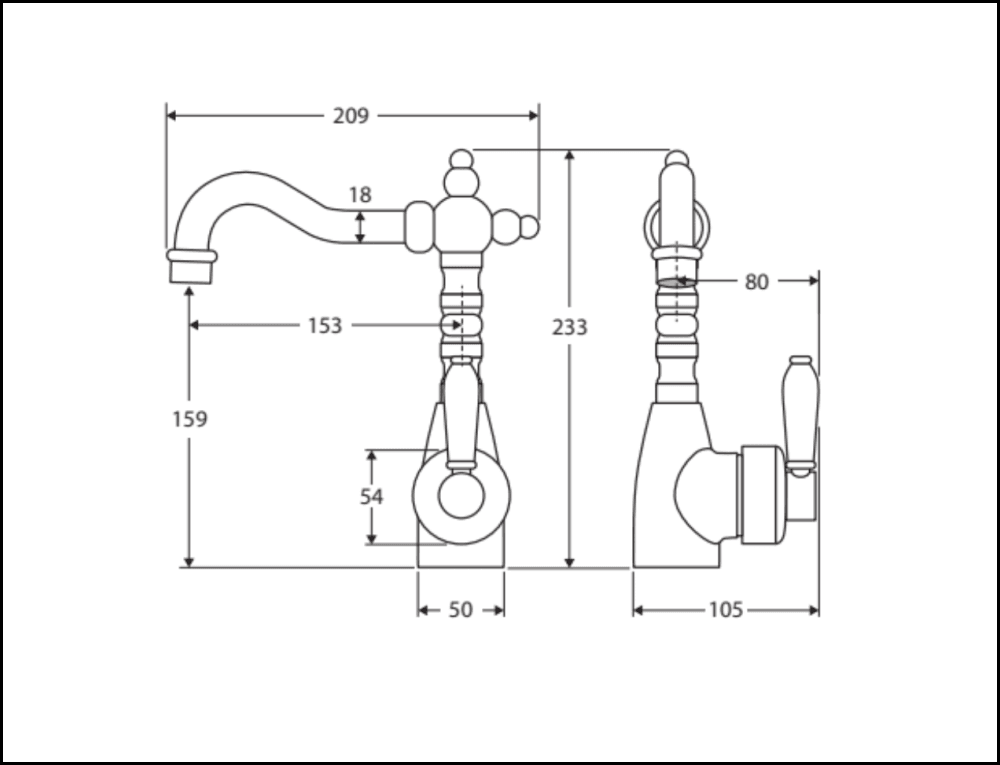 Fienza Eleanor 202103Cc Shepherds Crook Chrome Mixer With Handle Basin Mixers