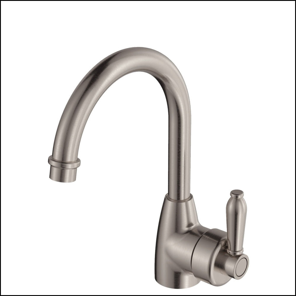 Fienza Eleanor 202104Bn Gooseneck Brushed Nickel Mixer With Handle Basin Mixers
