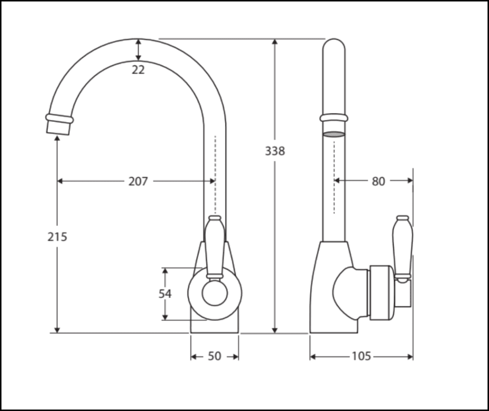 Fienza Eleanor 202109 Chrome Gooseneck Mixer With White Ceramic Handle Kitchen Taps