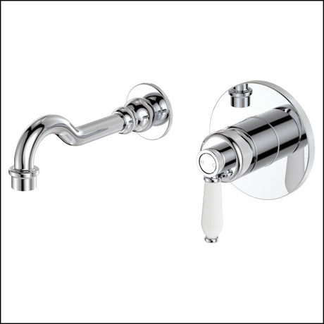 Fienza Eleanor Wall Basin/Bath Mixer Set Chrome / Ceramic 202106 Bathroom Mixers