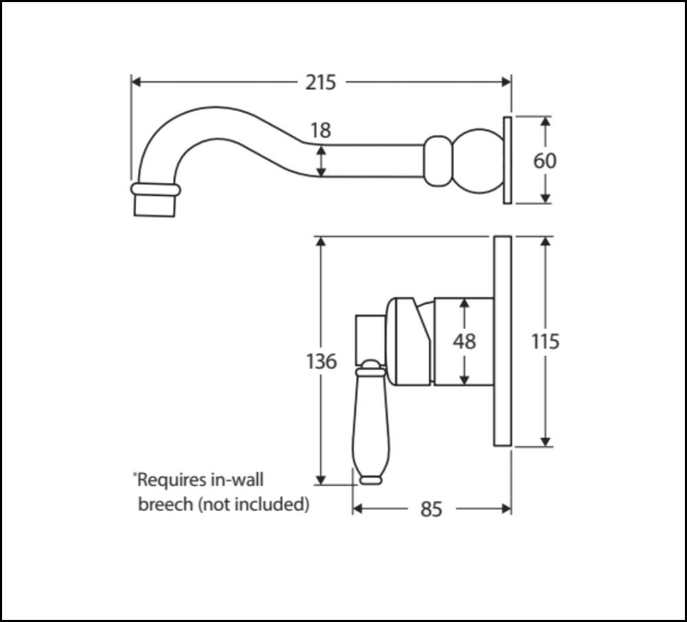 Fienza Eleanor Wall Basin/Bath Mixer Set Urban Brass / Ceramic 202106Ub Bathroom Mixers