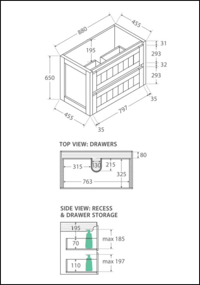 Fienza Joli Jol90T Hampton 900Mm White Wall Hung Vanity Unit - Special Order Units