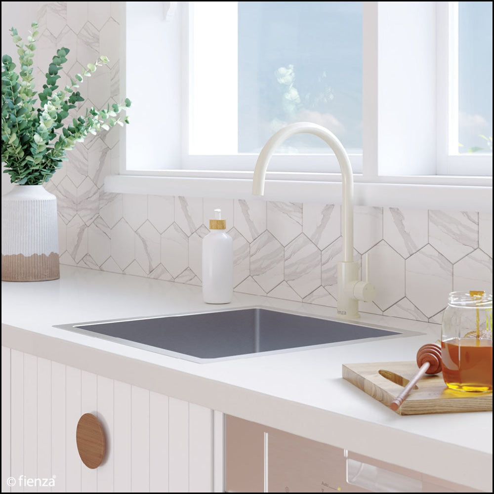 Fienza Kaya 228105W Warm White Gloss Mixer Tap Kitchen Taps