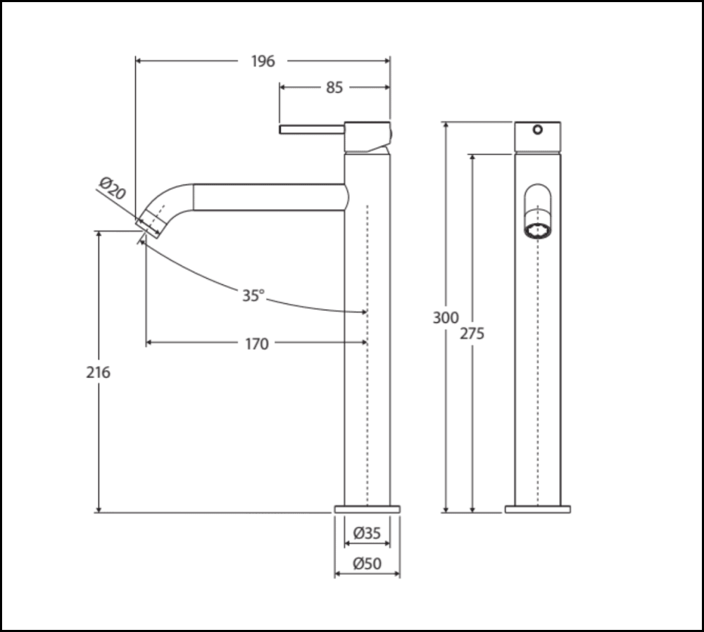 Fienza Kaya 228107 Chrome Tall Basin Mixer Mixers