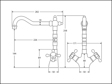 Fienza Lillian 336106Bk Shepherds Crook Matte Black Sink Mixer Kitchen Taps