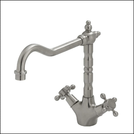 Fienza Lillian 336106Bn Shepherds Crook Brushed Nickel Sink Mixer Kitchen Taps
