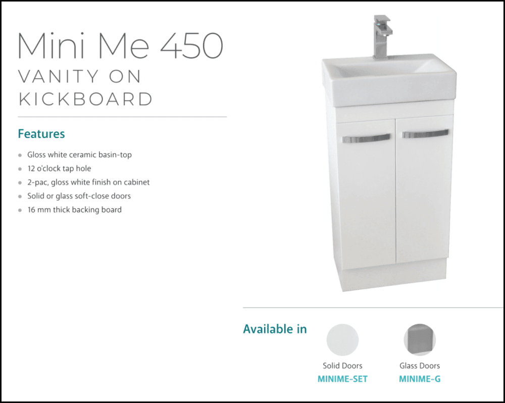Fienza Minime-Set Mini Me 450Mm White Vanity Unit - Special Order Units